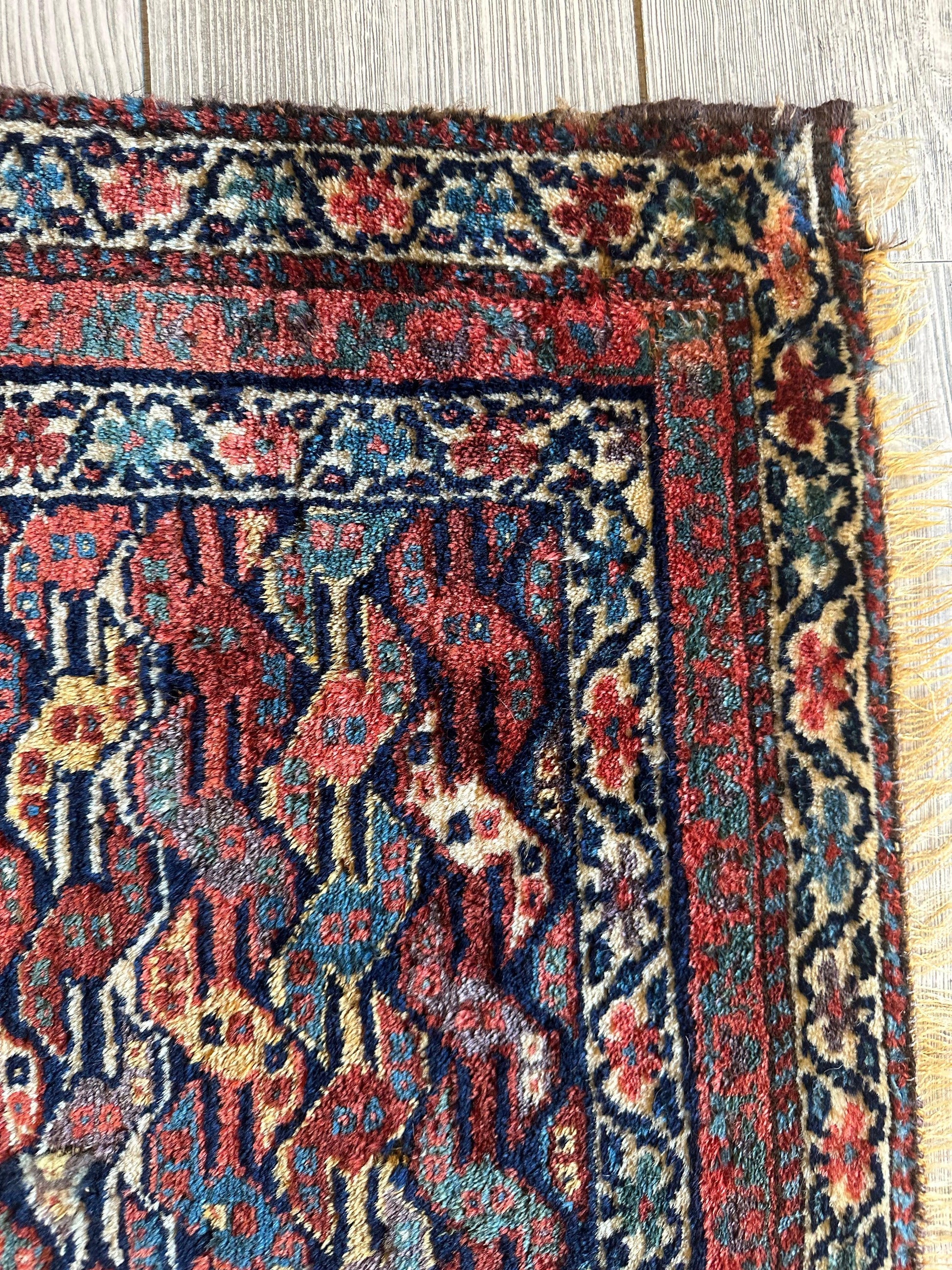 Antique Natural Dyes Small Kurdish Square Decorative Hanging Rug - 22" X 24" - Tampa Home & Garden Store
