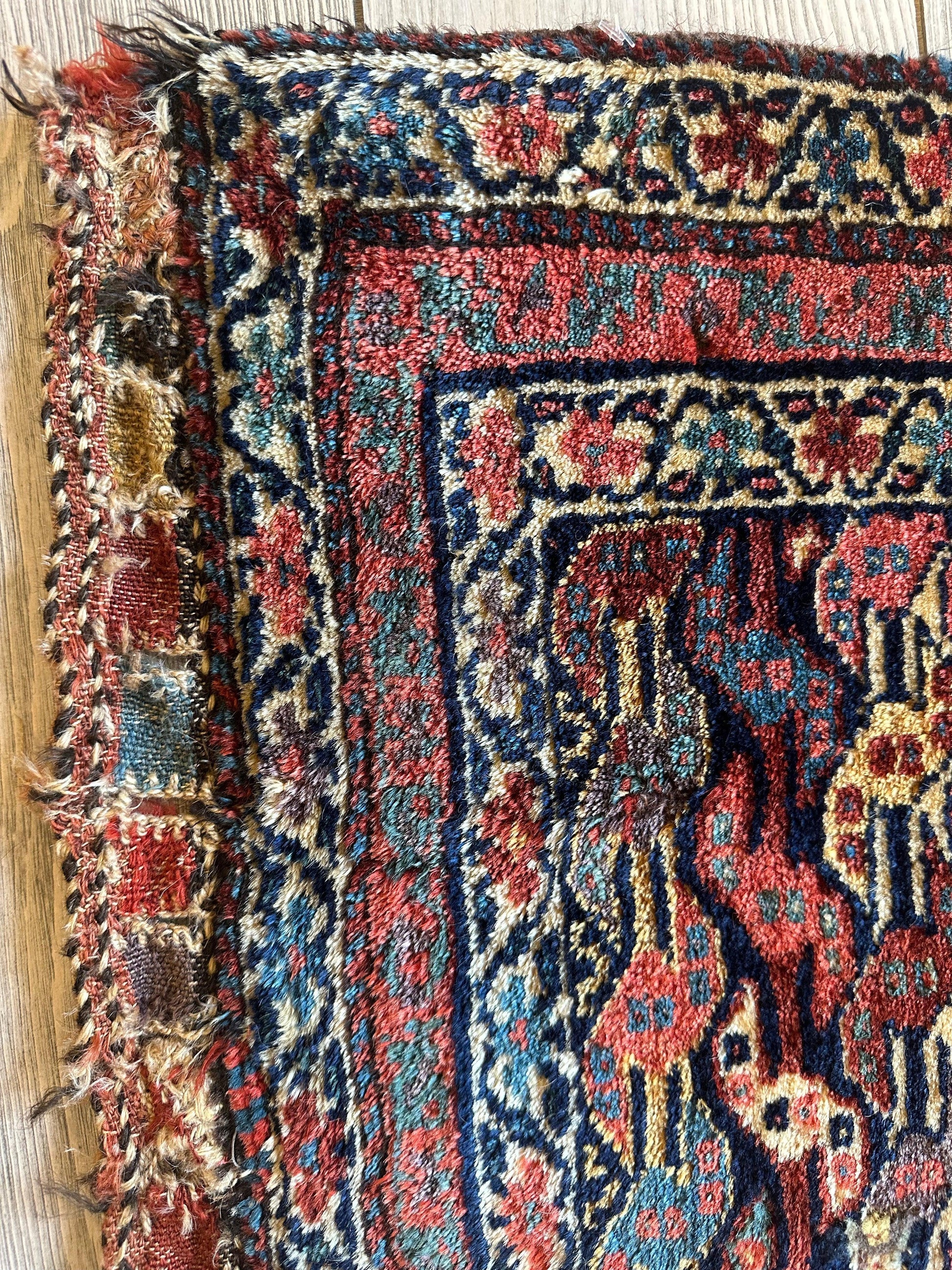 Antique Natural Dyes Small Kurdish Square Decorative Hanging Rug - 22" X 24" - Tampa Home & Garden Store