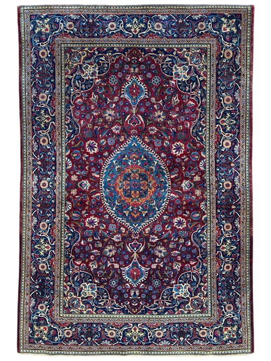 Antique Persian Kashan Debir Rug – 4’3” x 6’4” – Circa 1920s – Hand-Knotted Fine Wool - Tampa Home & Garden Store