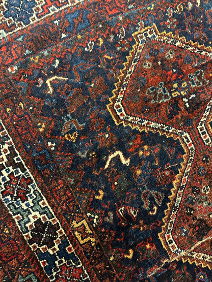 Antique Persian Khamseh Tribal Rug 4' x 5’10” - Tampa Home & Garden Store