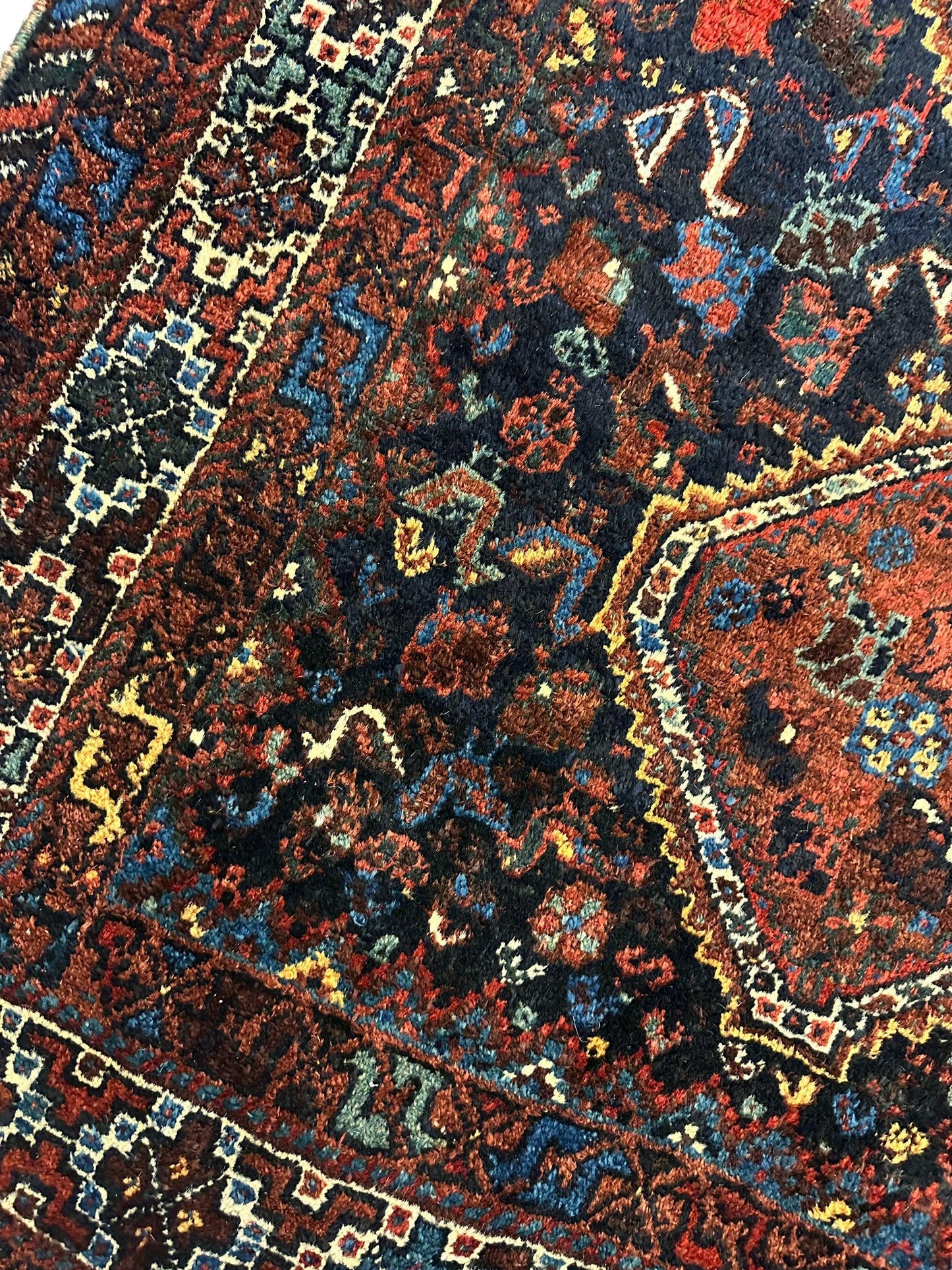 Antique Persian Khamseh Tribal Rug 4' x 5’10” - Tampa Home & Garden Store
