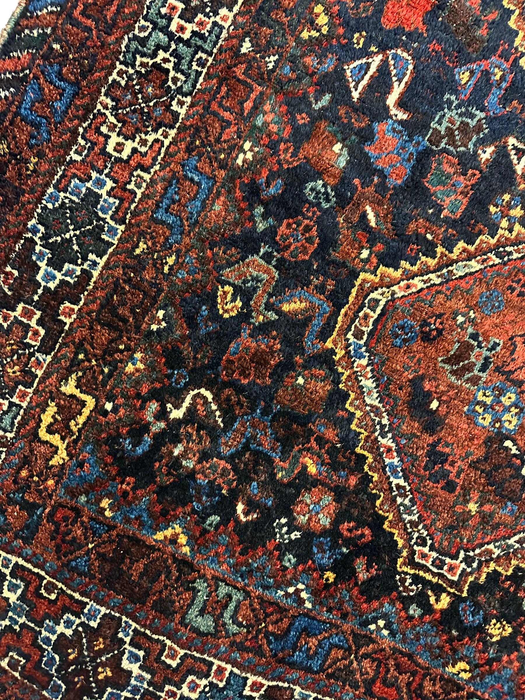 Antique Persian Khamseh Tribal Rug 4' x 5’10” - Tampa Home & Garden Store