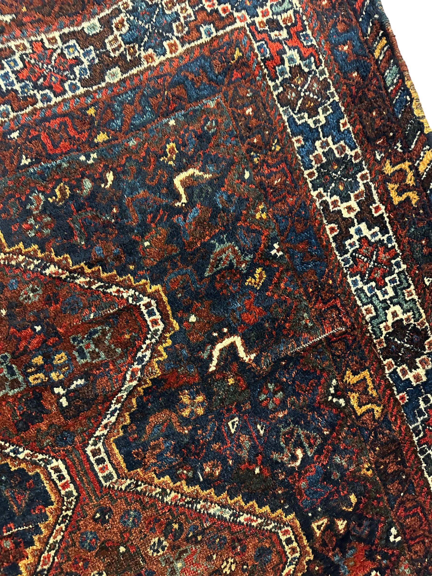 Antique Persian Khamseh Tribal Rug 4' x 5’10” - Tampa Home & Garden Store