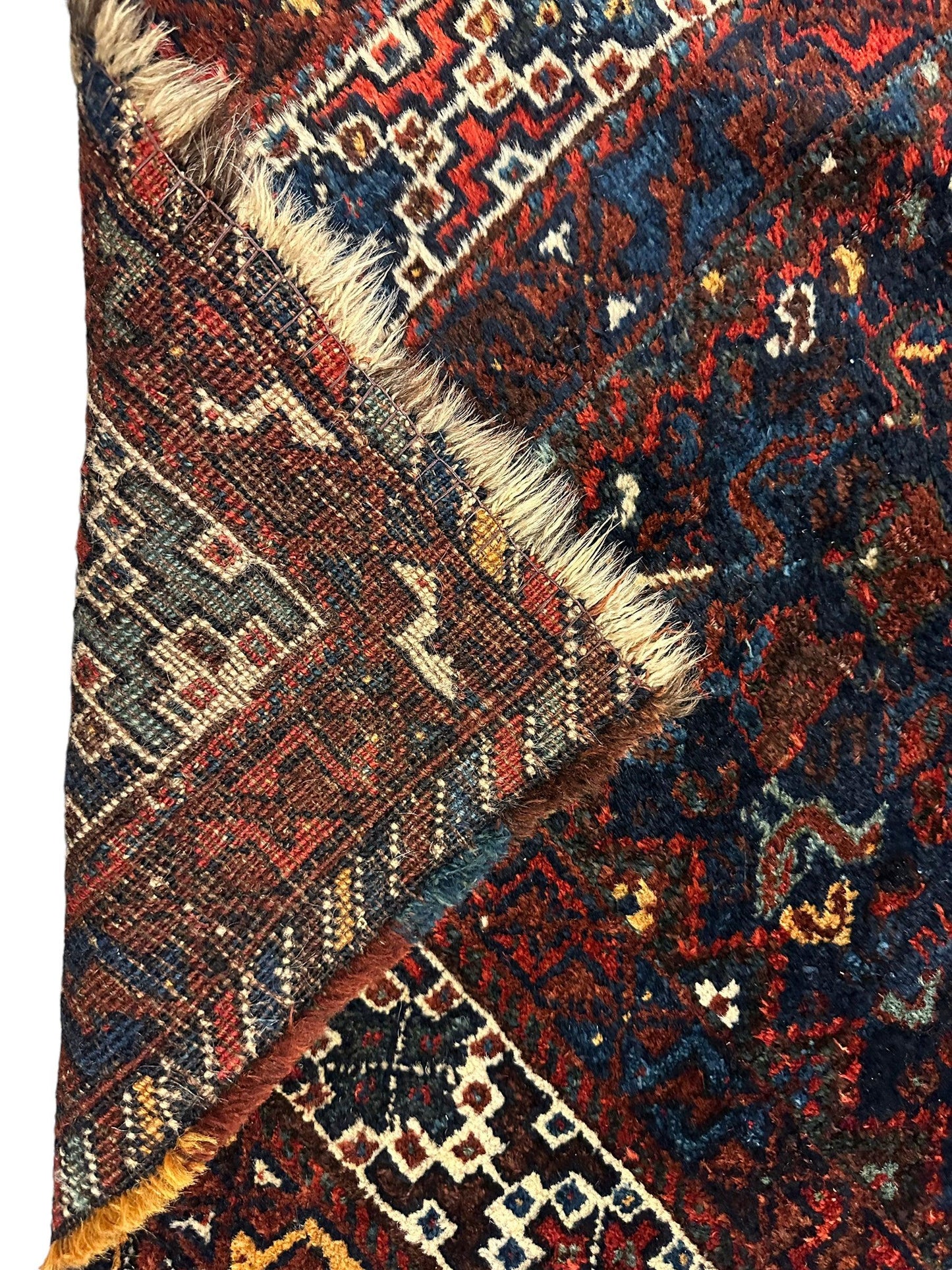 Antique Persian Khamseh Tribal Rug 4' x 5’10” - Tampa Home & Garden Store