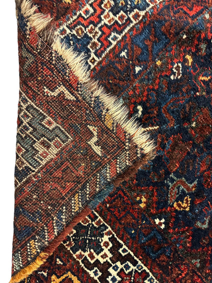 Antique Persian Khamseh Tribal Rug 4' x 5’10” - Tampa Home & Garden Store
