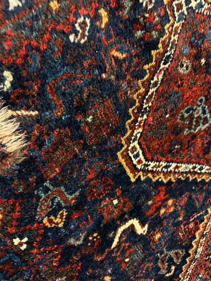 Antique Persian Khamseh Tribal Rug 4' x 5’10” - Tampa Home & Garden Store