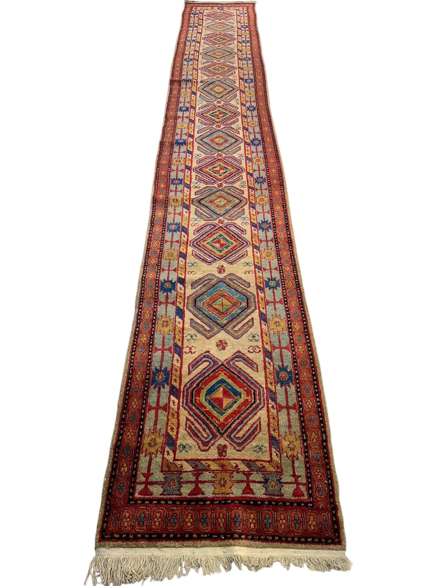 Antique Persian Lambran Runner Rug - 2'5" x 15'7" - Handwoven Wool, Circa 1930s - Tampa Home & Garden Store
