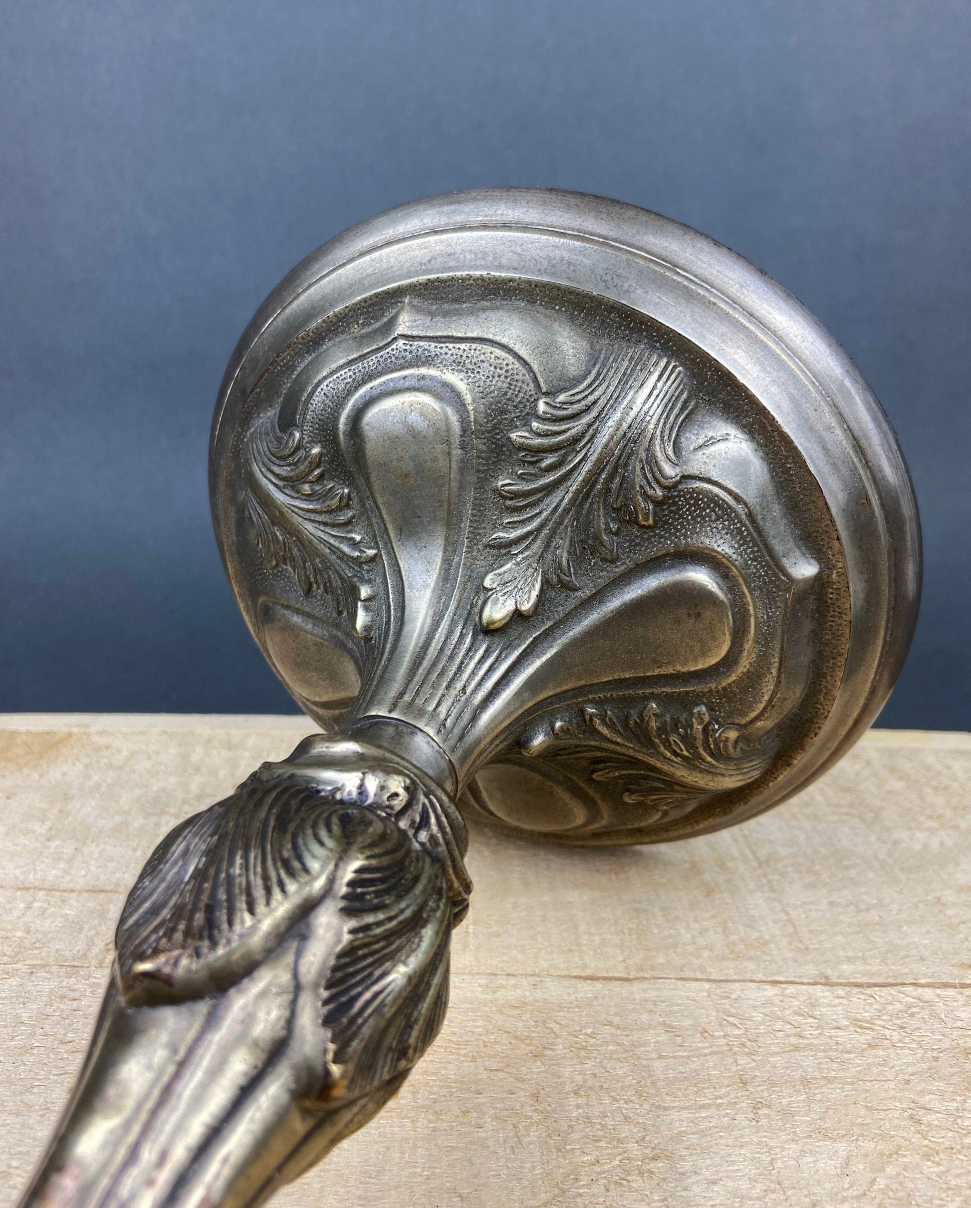 Antique Pillar Candle Holder/Silver Plated Candle Stand/Art Nouveau Relief. Fine Dining. - Tampa Home & Garden Store