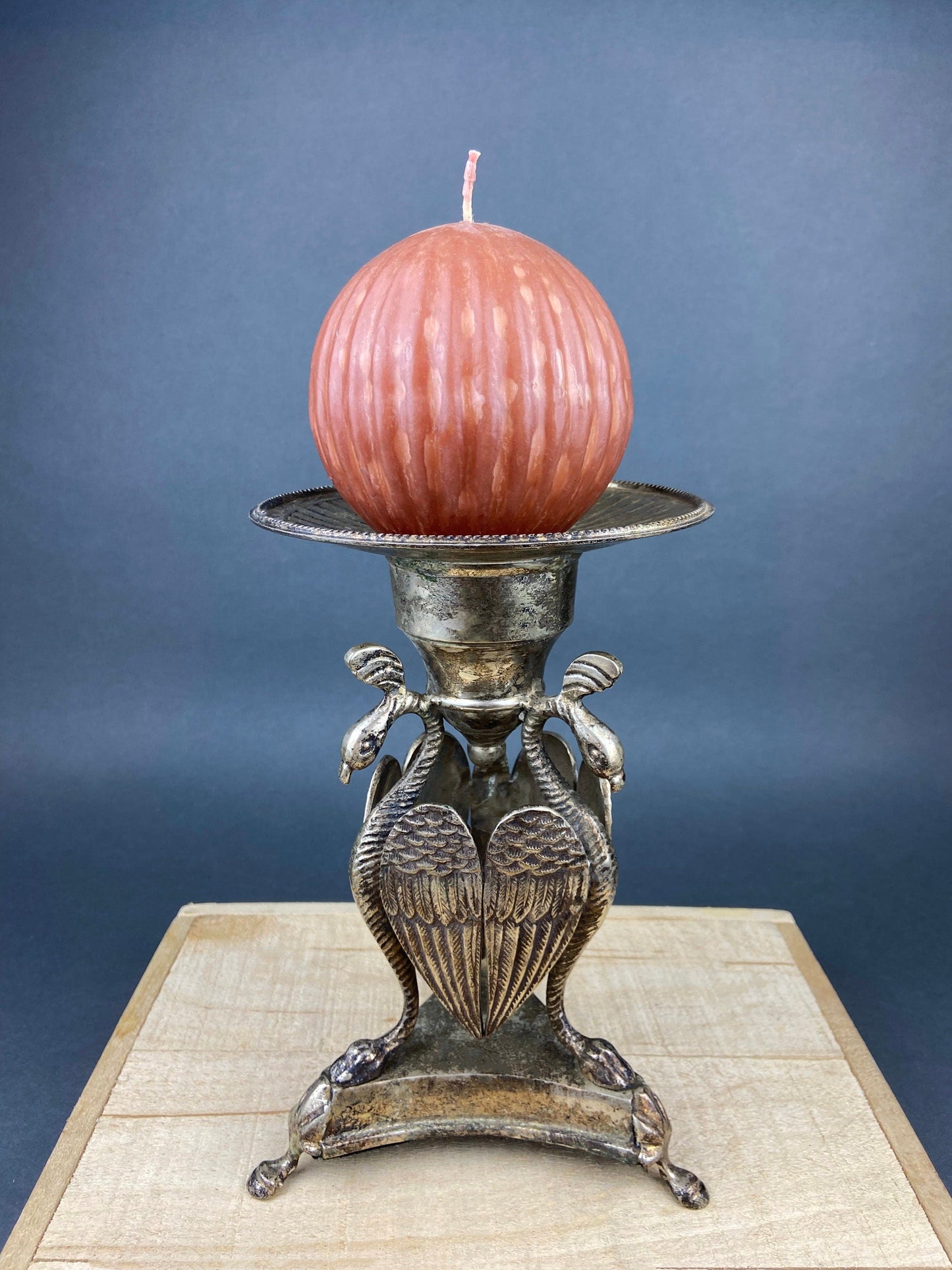 Antique Pillar Candle Holder/Silver Plated Candle Stand/Art Nouveau Relief. Fine Dining. - Tampa Home & Garden Store