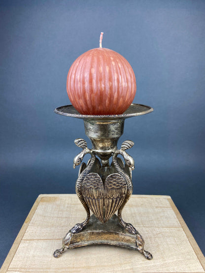 Antique Pillar Candle Holder/Silver Plated Candle Stand/Art Nouveau Relief. Fine Dining. - Tampa Home & Garden Store