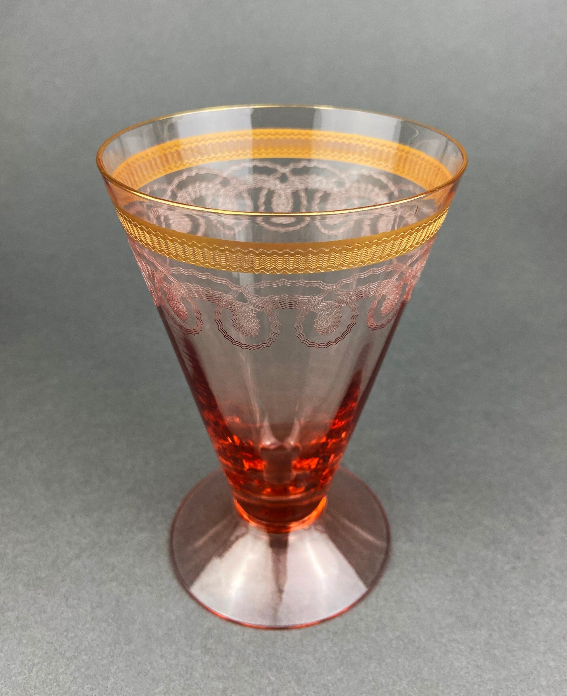 Antique Pink Crystal Water/Juice Goblets. Morgana Pink by Morgantown. Set of Eight, 8oz Footed Tumblers. Replacements. - Tampa Home & Garden Store
