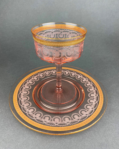 Antique Pink Crystal Water/Juice Goblets. Morgana Pink by Morgantown. Set of Eight, 8oz Footed Tumblers. Replacements. - Tampa Home & Garden Store