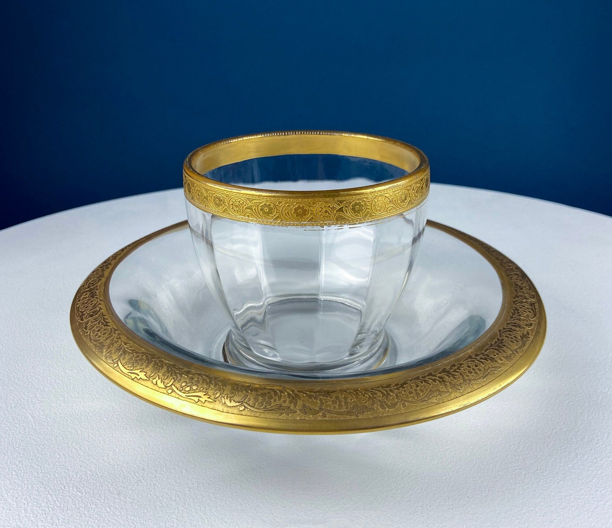 Antique Pink Glass Serving Plate with Center Handle & Black Rim. Delicate Gold Motif of Lotuses. Art Deco Cookies, Cupcakes, Sweets Platter. - Tampa Home & Garden Store