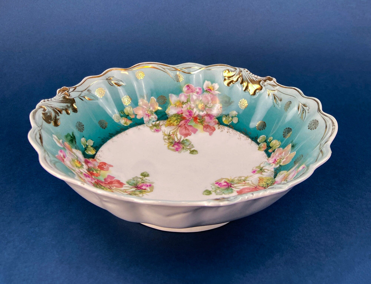 Antique Plate and Bowl by Milton, Imperial Vienna. Hand-Painted Tea Roses. Collectible Dessert Plate and Serving Bowl. - Tampa Home & Garden Store