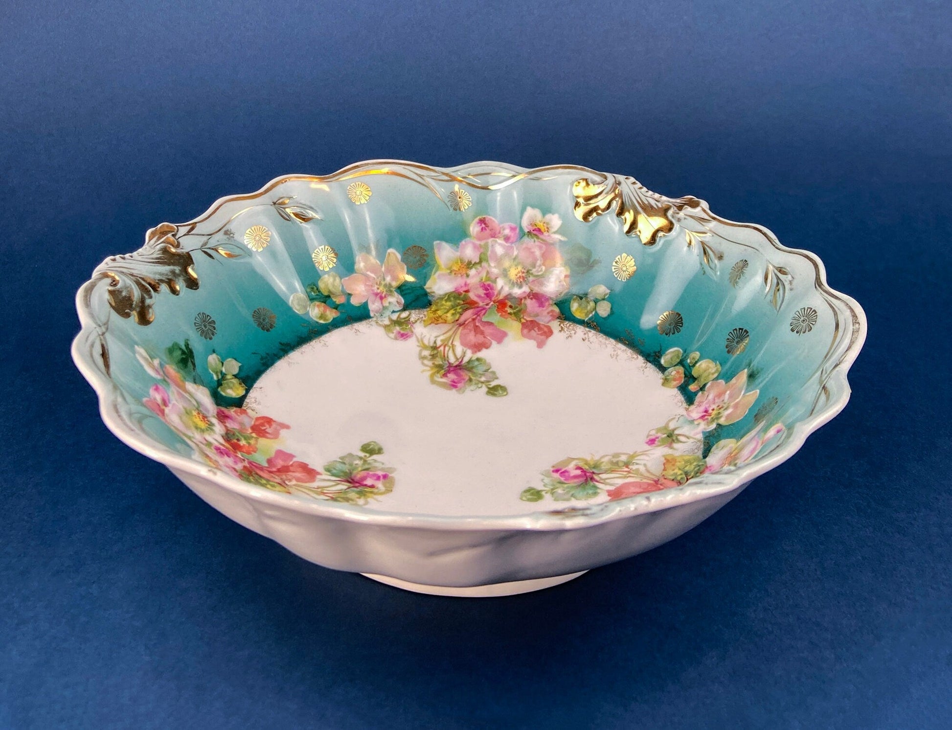 Antique Plate and Bowl by Milton, Imperial Vienna. Hand-Painted Tea Roses. Collectible Dessert Plate and Serving Bowl. - Tampa Home & Garden Store
