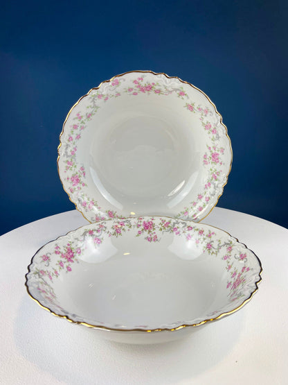 Antique Porcelain Serving Dishes. Set of Five Hutschenreuter Platters and Bowls with Pink Rose Garlands Motif. - Tampa Home & Garden Store