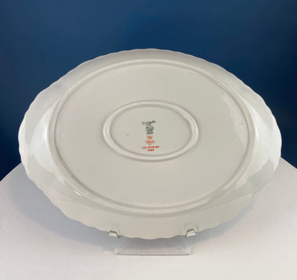 Antique Porcelain Serving Dishes. Set of Five Hutschenreuter Platters and Bowls with Pink Rose Garlands Motif. - Tampa Home & Garden Store