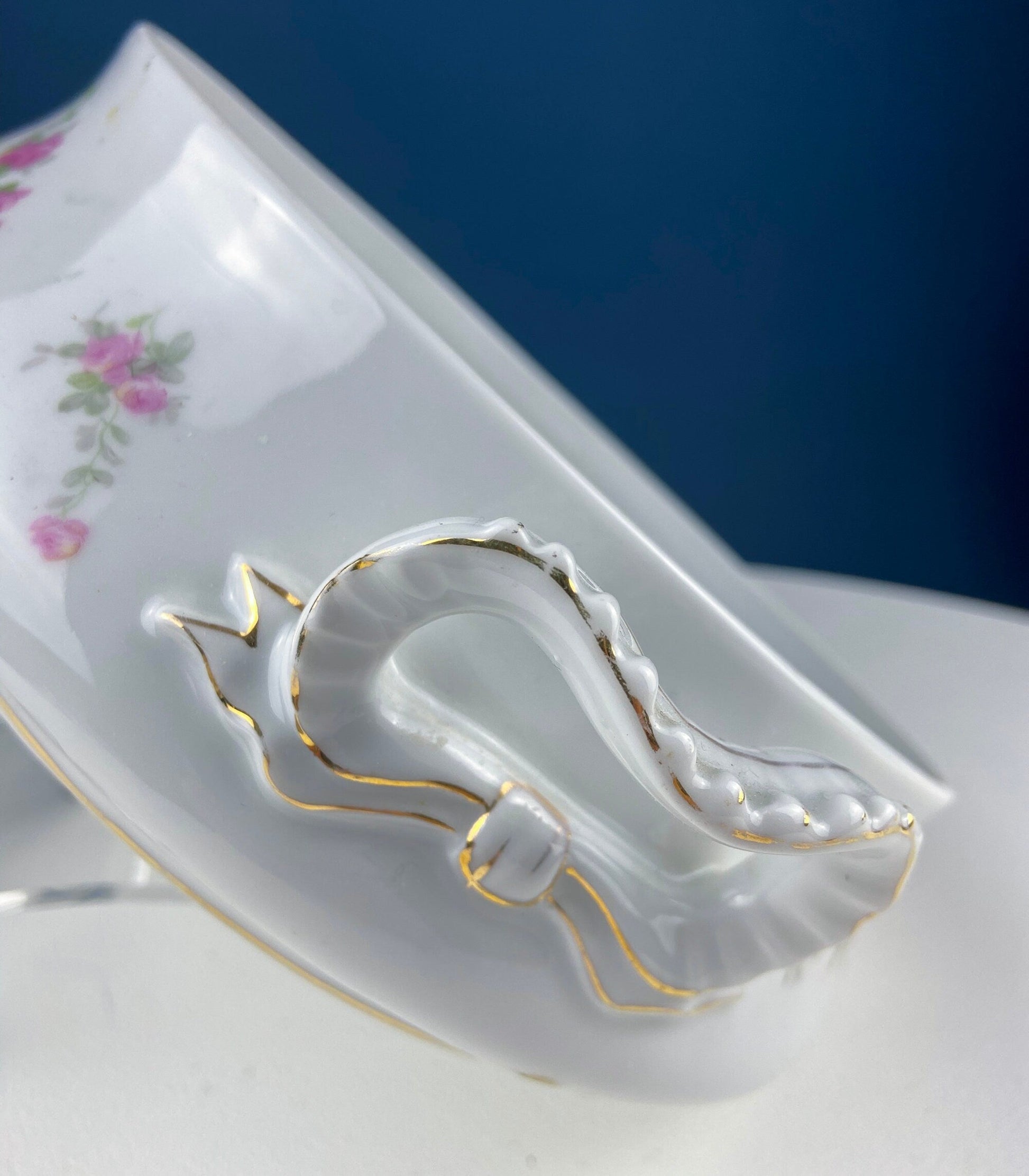 Antique Porcelain Tureen with Delicate Pink Roses. Bow Like Handles. Soup Serving Dish. Holiday Family Dining. Fine Table Setting. - Tampa Home & Garden Store