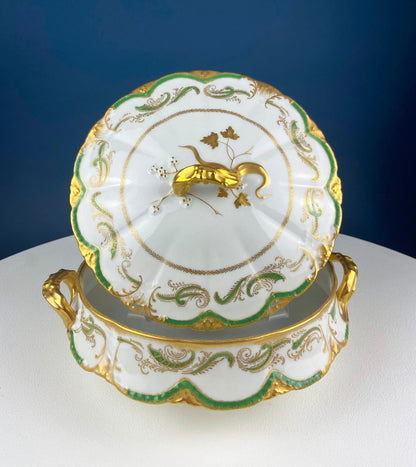 Antique Porcelain Tureen with Delicate Pink Roses. Bow Like Handles. Soup Serving Dish. Holiday Family Dining. Fine Table Setting. - Tampa Home & Garden Store