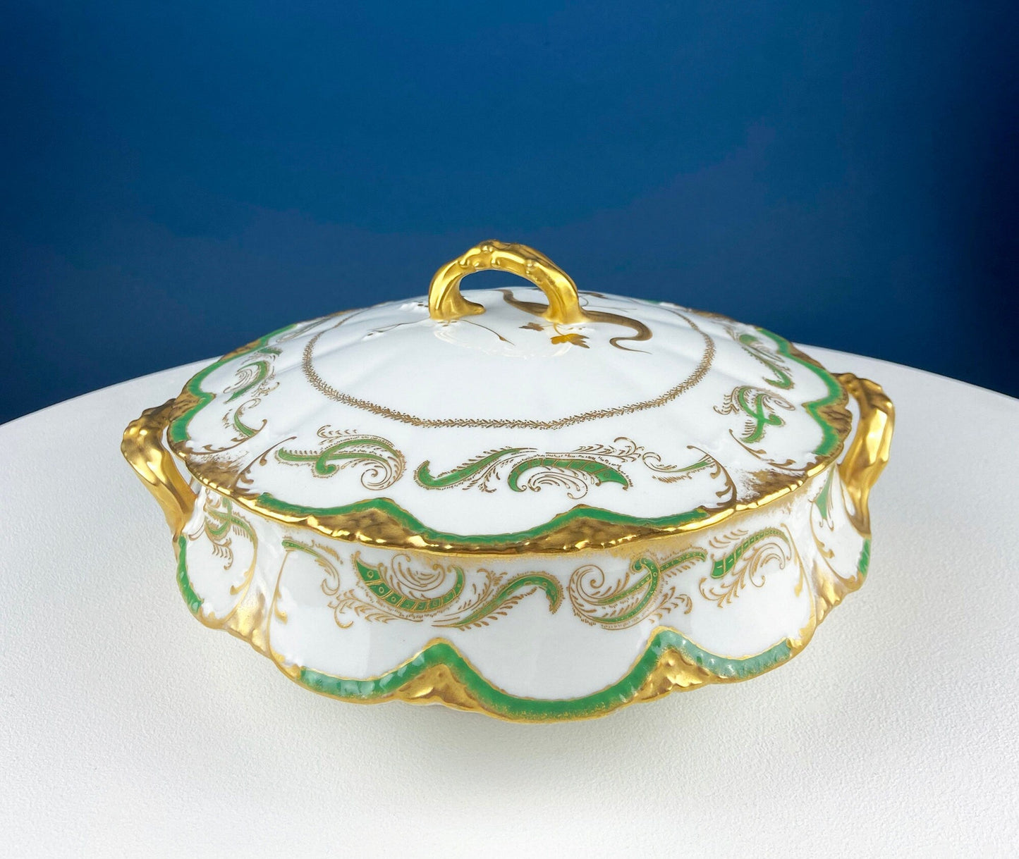 Antique Porcelain Tureen with Delicate Pink Roses. Bow Like Handles. Soup Serving Dish. Holiday Family Dining. Fine Table Setting. - Tampa Home & Garden Store