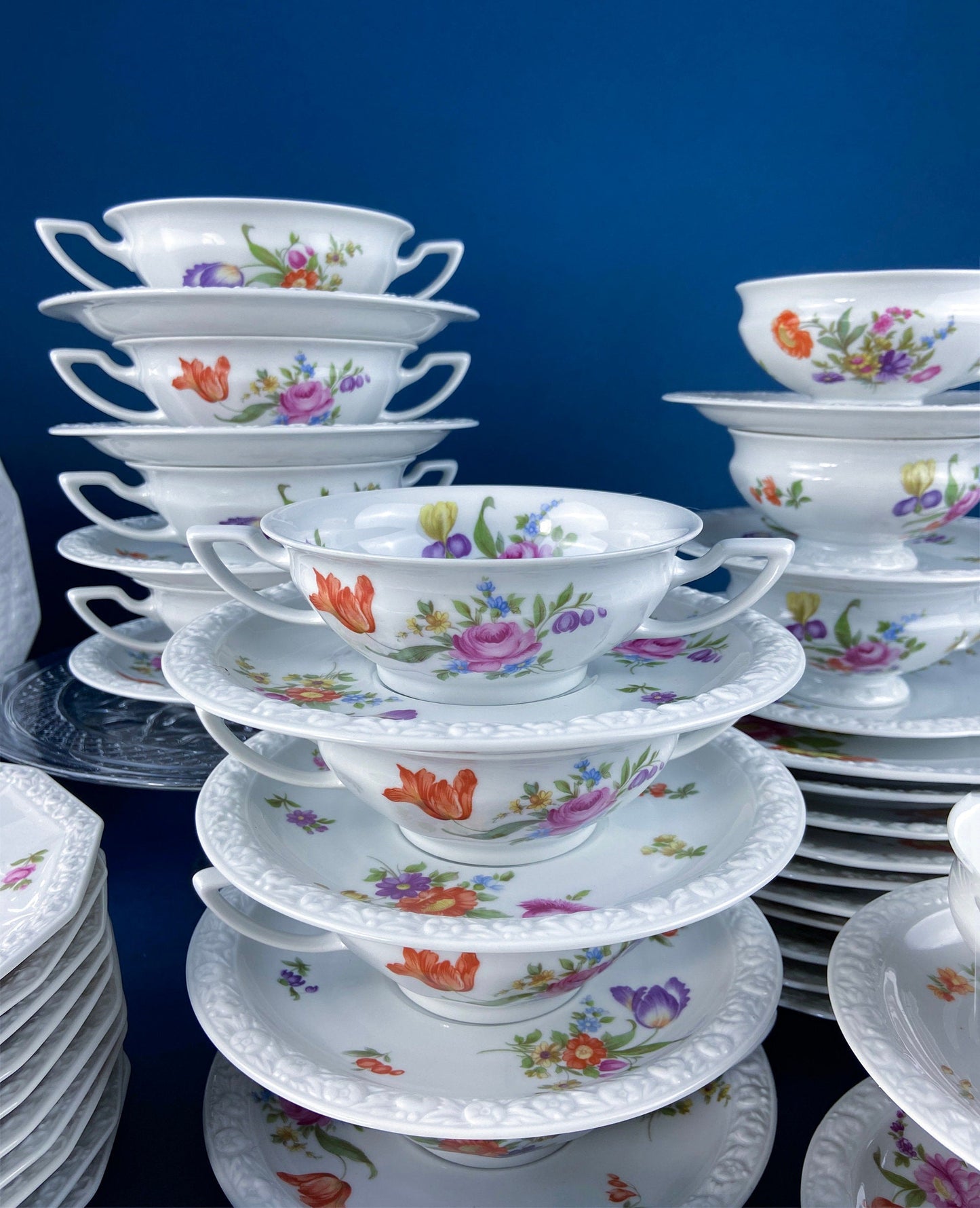 Antique Rosenthal 38 Piece Dinner Set. Classic Stamp, Maria, Florals. Modern Farmhouse. Fine Dining. Luxury Living. - Tampa Home & Garden Store