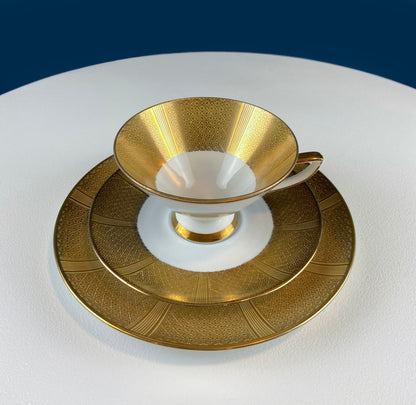 Antique Royal Jackson Tea Cup and Saucer: Cream Porcelain with Gold Band - Tampa Home & Garden Store