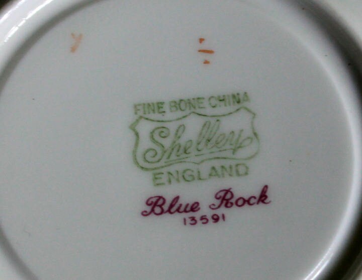 Antique Shelley Porcelain Cup and Saucer: Blue Rock Floral Pattern - Tampa Home & Garden Store