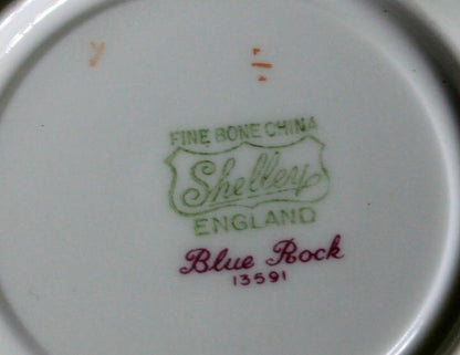 Antique Shelley Porcelain Cup and Saucer: Blue Rock Floral Pattern - Tampa Home & Garden Store