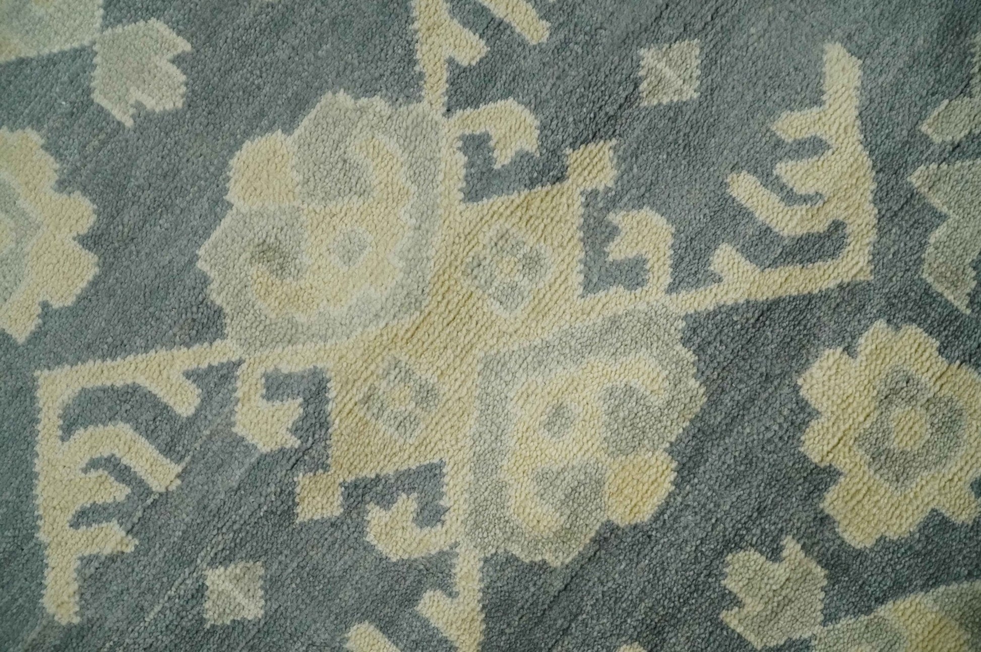 Antique Style 6x9 Hand Knotted Beige and Charcoal Traditional Wool Rug | N35669 - Tampa Home & Garden Store