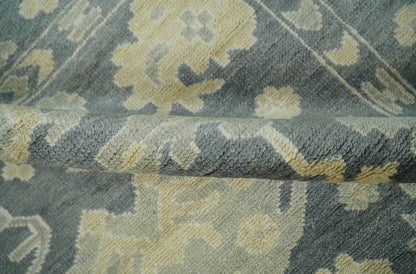 Antique Style 6x9 Hand Knotted Beige and Charcoal Traditional Wool Rug | N35669 - Tampa Home & Garden Store