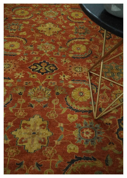 Antique Style 8x10 Rust, Black and Gold Hand Knotted Traditional Turkish Serapi Wool Area Rug - Tampa Home & Garden Store