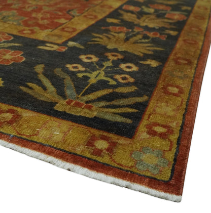 Antique Style 8x10 Rust, Black and Gold Hand Knotted Traditional Turkish Serapi Wool Area Rug - Tampa Home & Garden Store