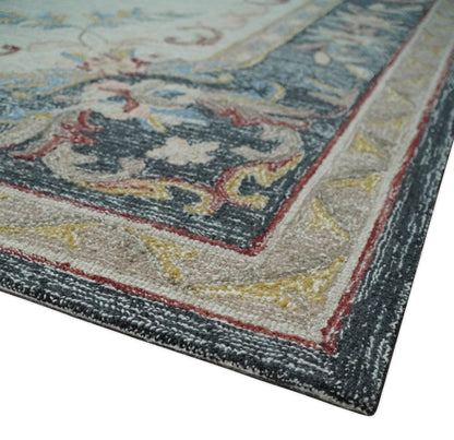 Antique Style Beige and Charcoal Aubusson design Hand Tufted 8x10 wool Area Rug - Tampa Home & Garden Store