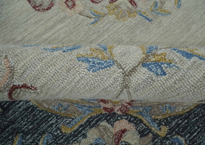 Antique Style Beige and Charcoal Aubusson design Hand Tufted 8x10 wool Area Rug - Tampa Home & Garden Store