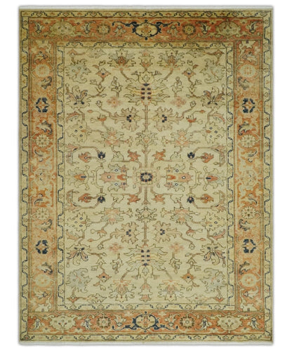 Antique Style Empress Tabriz 6x8 Hand Knotted Beige and Rust Modern Traditional Wool Rug | N35368 - Tampa Home & Garden Store