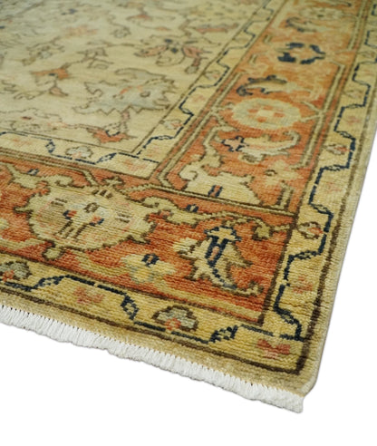 Antique Style Empress Tabriz 6x8 Hand Knotted Beige and Rust Modern Traditional Wool Rug | N35368 - Tampa Home & Garden Store