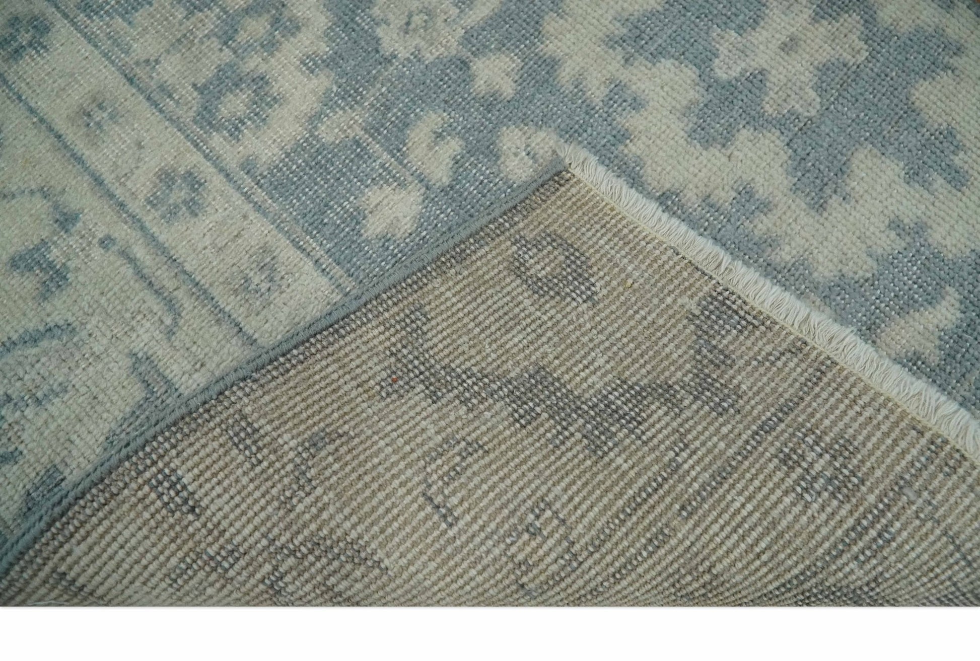 Antique Style Ivory and Charcoal Hand Knotted Traditional Oushak 2x4 wool Bedside Rug - Tampa Home & Garden Store