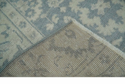 Antique Style Ivory and Charcoal Hand Knotted Traditional Oushak 2x4 wool Bedside Rug - Tampa Home & Garden Store
