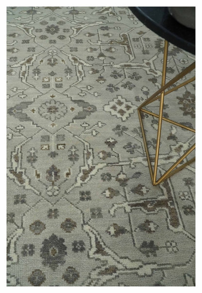 Antique Style Traditional Silver and Olive Oriental Oushak 8x10 wool Area Rug - Tampa Home & Garden Store