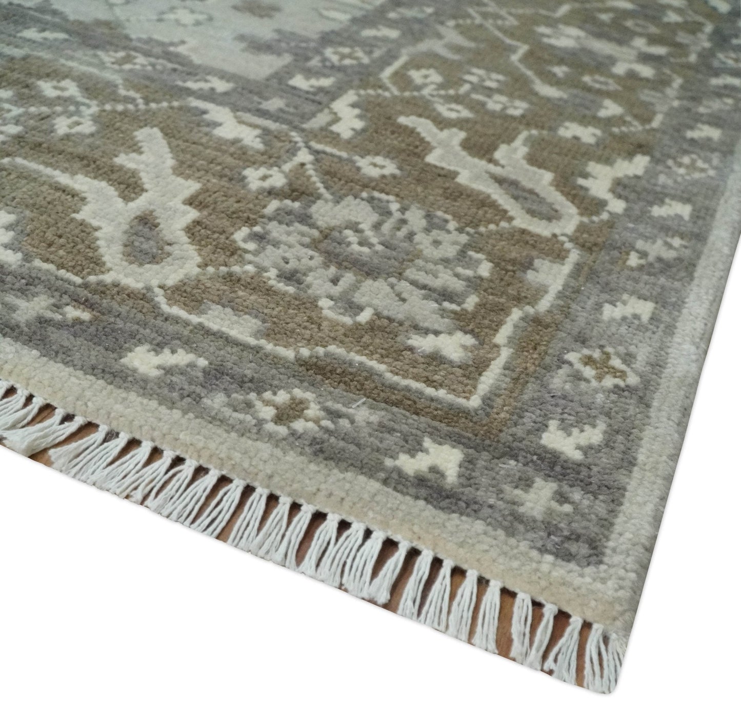 Antique Style Traditional Silver and Olive Oriental Oushak 8x10 wool Area Rug - Tampa Home & Garden Store