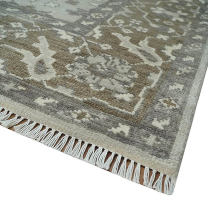 Antique Style Traditional Silver and Olive Oriental Oushak 8x10 wool Area Rug - Tampa Home & Garden Store