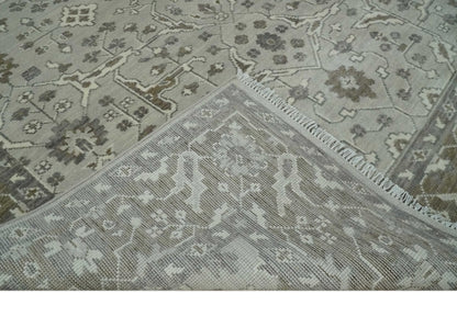 Antique Style Traditional Silver and Olive Oriental Oushak 8x10 wool Area Rug - Tampa Home & Garden Store