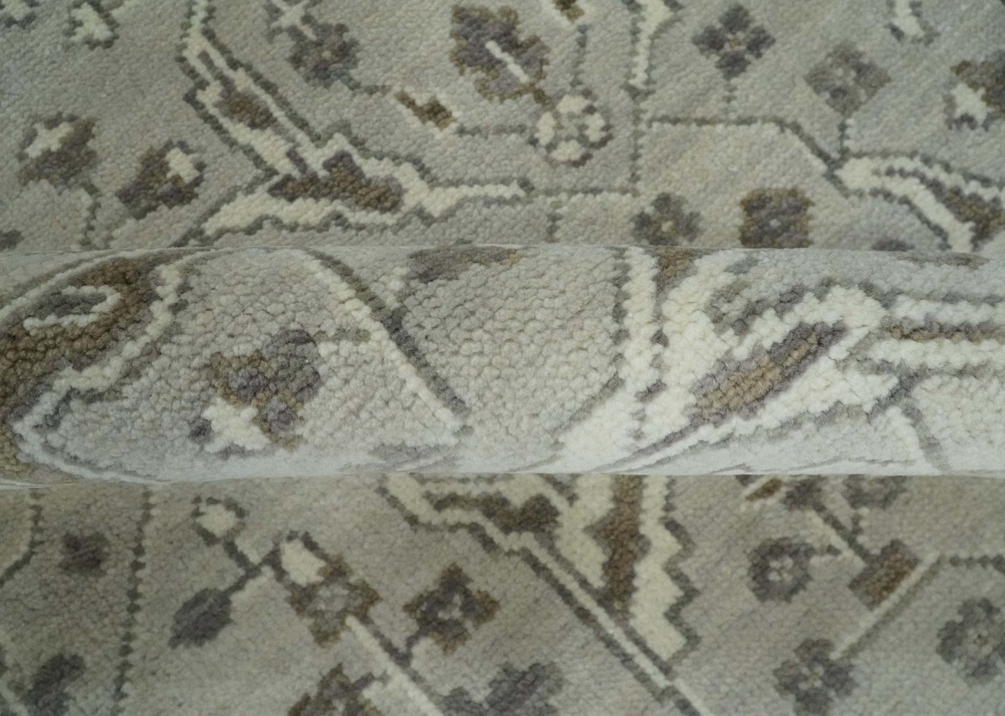 Antique Style Traditional Silver and Olive Oriental Oushak 8x10 wool Area Rug - Tampa Home & Garden Store