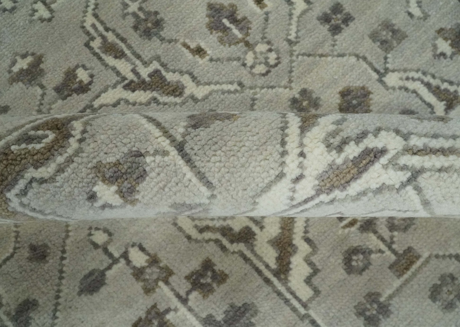 Antique Style Traditional Silver and Olive Oriental Oushak 8x10 wool Area Rug - Tampa Home & Garden Store