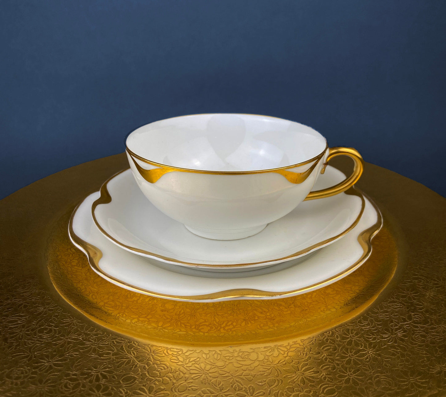Antique Tea Cup and Saucer with Violets. Hand-Painted Porcelain by Haviland, France. Violet Clusters Motif. Highly Collectible. - Tampa Home & Garden Store
