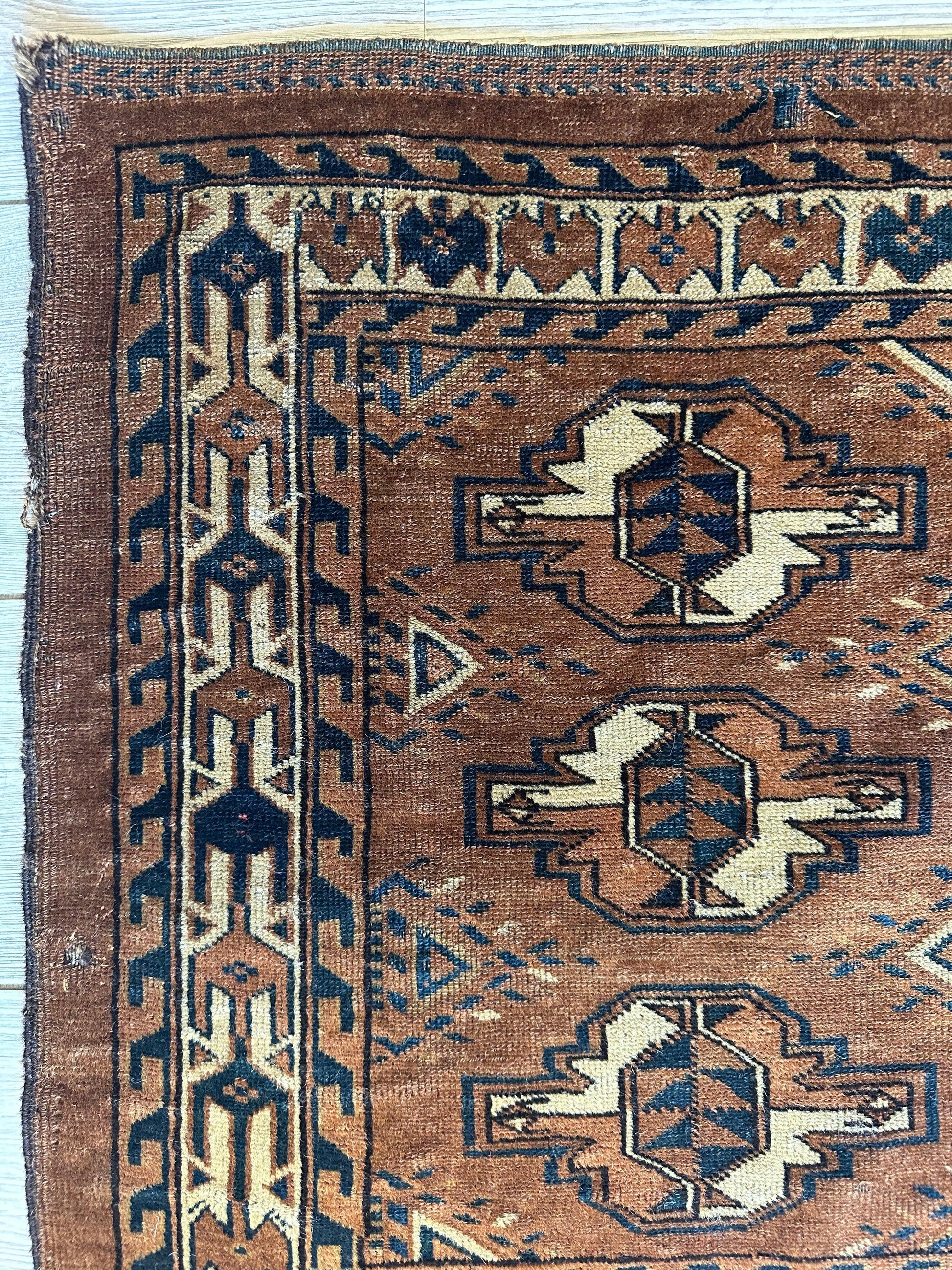 Antique Tekke Yomud Yomut Saryk Chuval Rug Bag Face, Turkmen Rug, Turkoman Rug 2’6”x3’9” - Tampa Home & Garden Store