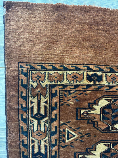 Antique Tekke Yomud Yomut Saryk Chuval Rug Bag Face, Turkmen Rug, Turkoman Rug 2’6”x3’9” - Tampa Home & Garden Store