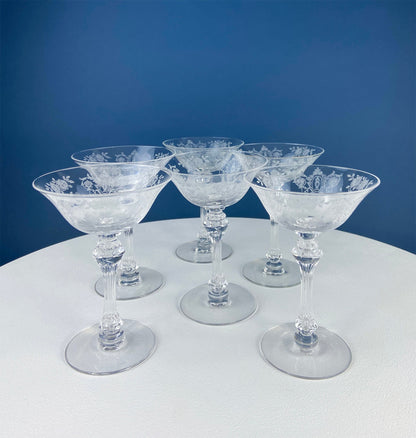 Antique Tiffin Franciscan Liquor/Cocktail  Glasses , Cherokee Rose Pattern , Set of 6. - Tampa Home & Garden Store