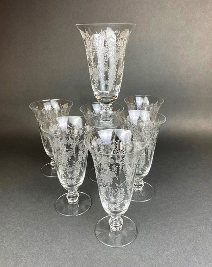Antique Tiffin Franciscan Water Goblets , Cherokee Rose Pattern , Set of 7. - Tampa Home & Garden Store