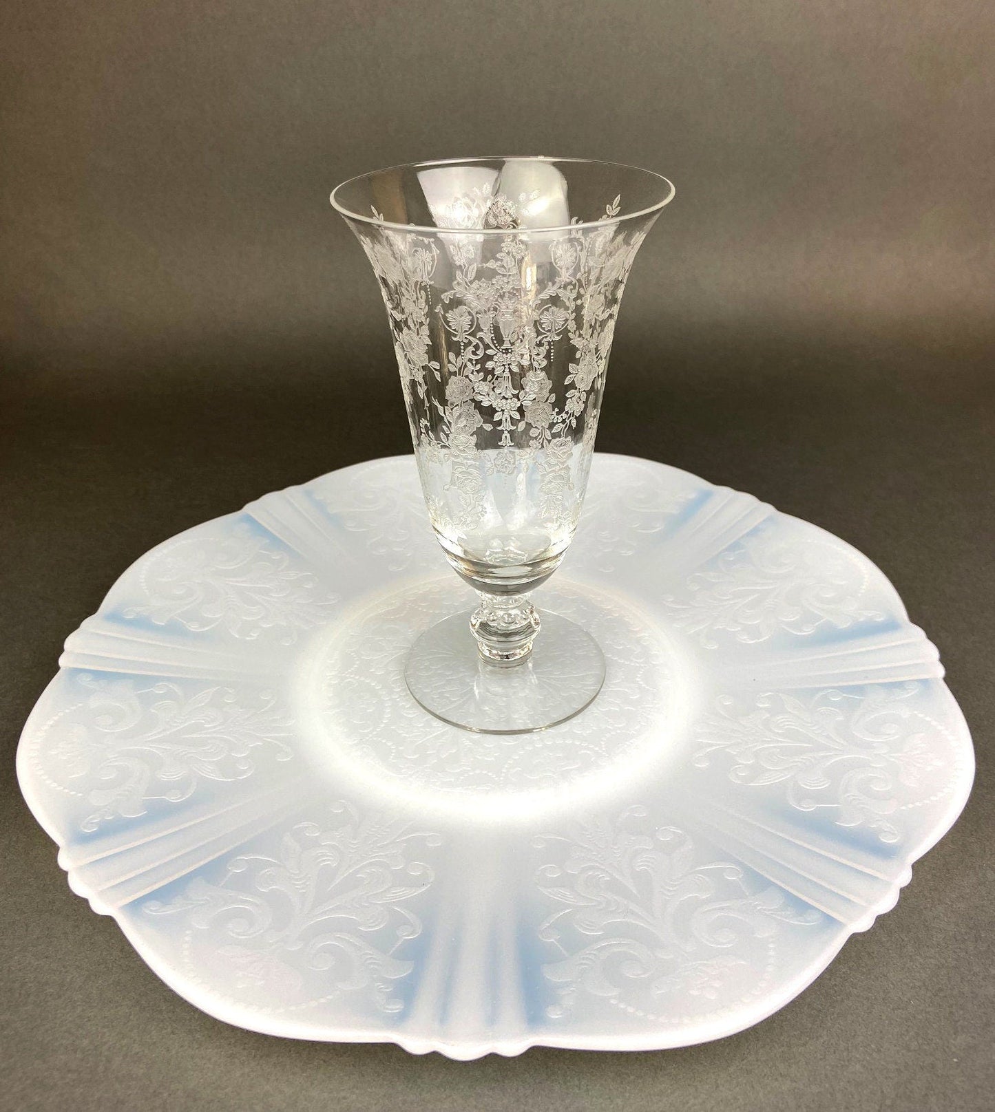 Antique Tiffin Franciscan Water Goblets , Cherokee Rose Pattern , Set of 7. - Tampa Home & Garden Store